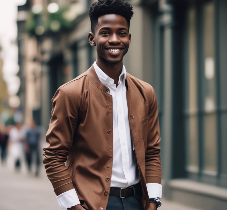 a man standing in front of a garage door