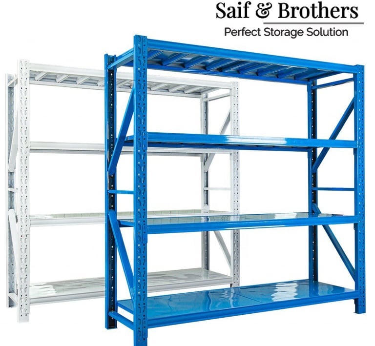Medium Duty industrial shelves metal blue and White warehouse shelving 500kg storage holders racks