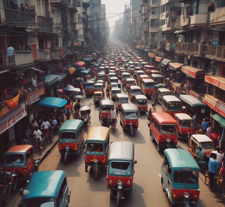 A picturesque view of the Buriganga River with boats.