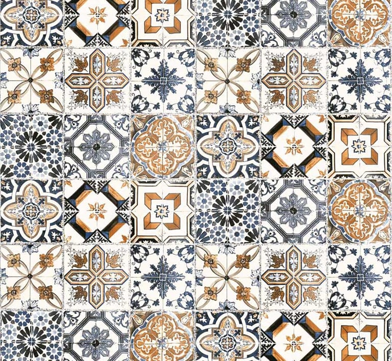 Moroccan Peranakan pattern with geometrical tiles