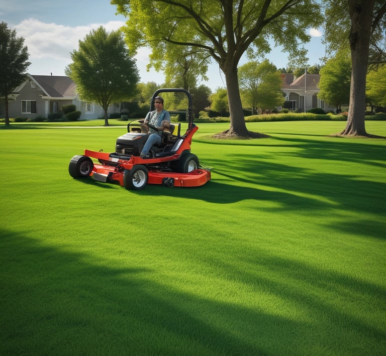 Neatly trimmed trees line the edge of a building with white tiled walls. The grass and pavement form a clean path around the hedges and trees, suggesting a maintained landscape.