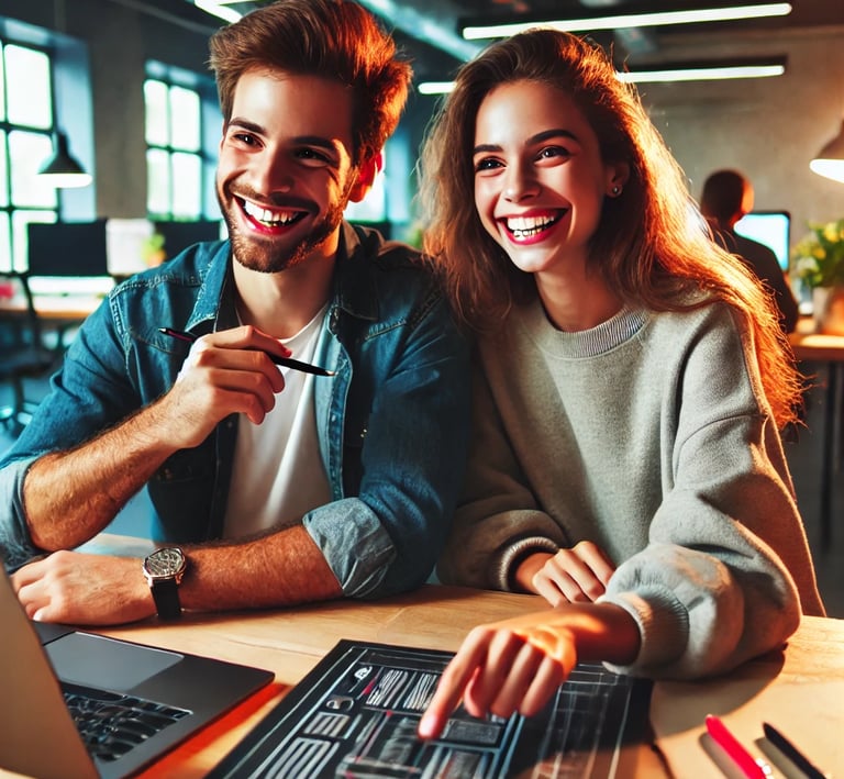 Deux personnes avec un sourire qui donne confiance.