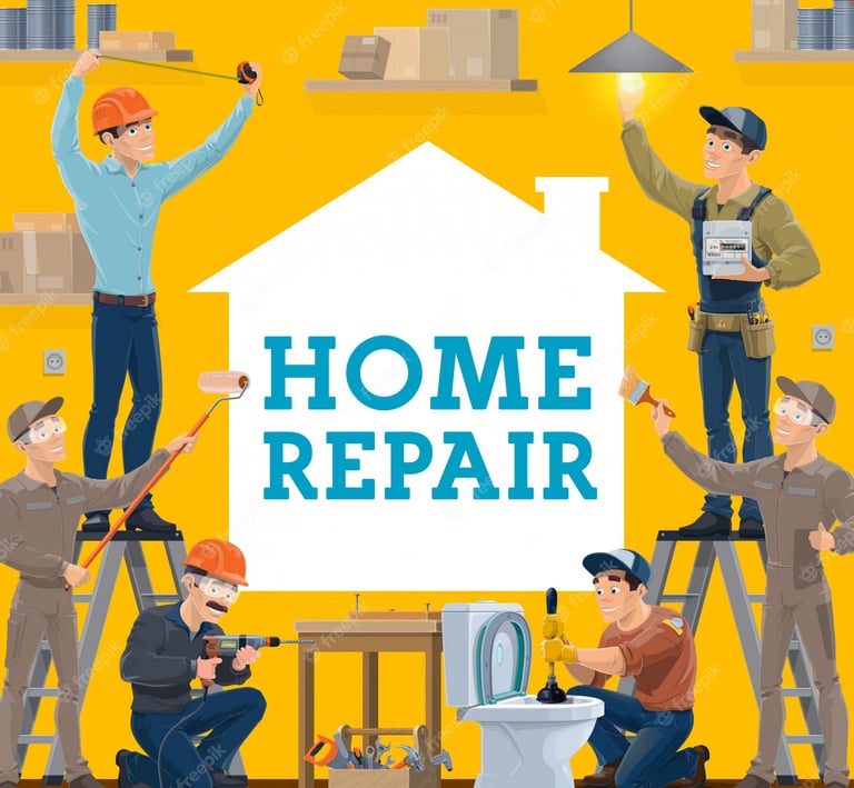 a group of men working on a home repair