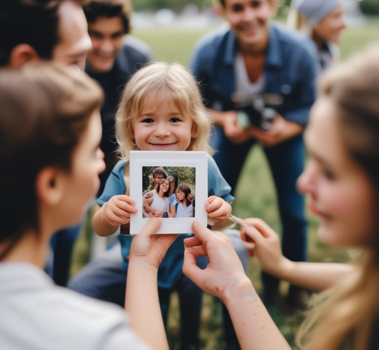 A child drawing while a parent scans the artwork to save it digitally for the family archive.