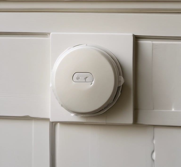 Inspector testing electrical outlets with a voltage meter in a kitchen.