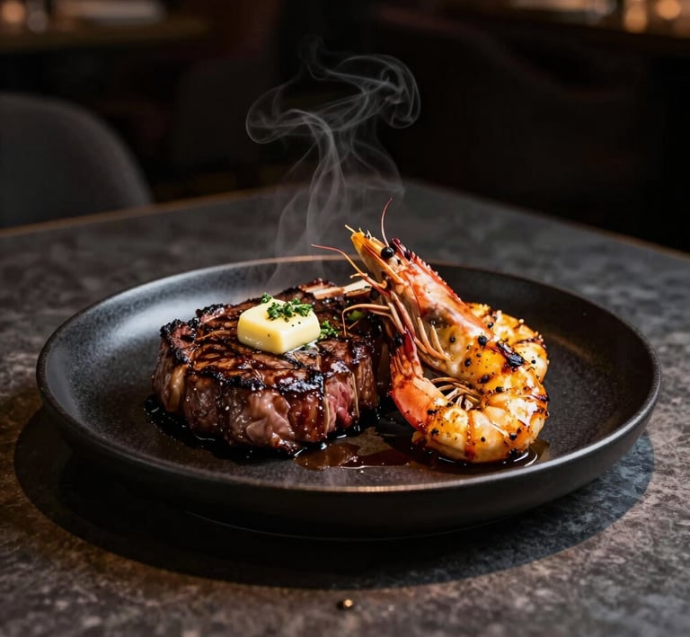 A close-up of a chef’s hands delicately arranging edible flowers on a sophisticated plated entrée.