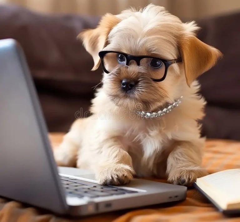 Perrito con computadora