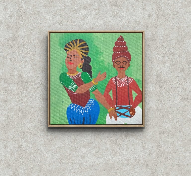 Handmade acrylic painting by Phalguni displayed in modern interior
