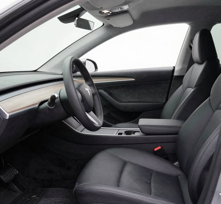 Interior dashboard and seats after intensive cleaning, looking fresh and rejuvenated.