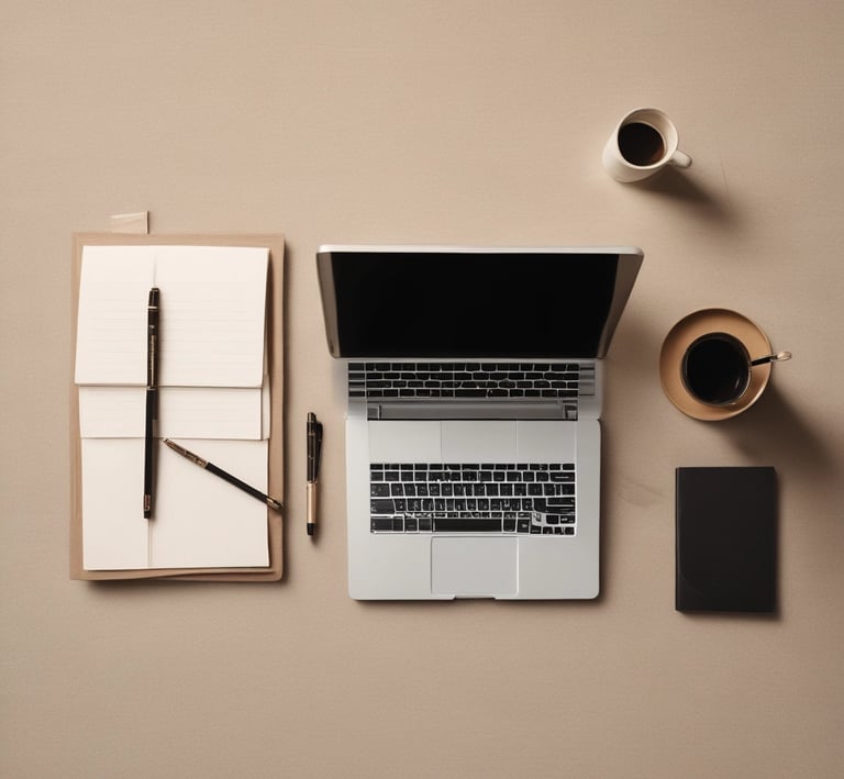 Close-up of hands organizing financial documents with a laptop nearby.