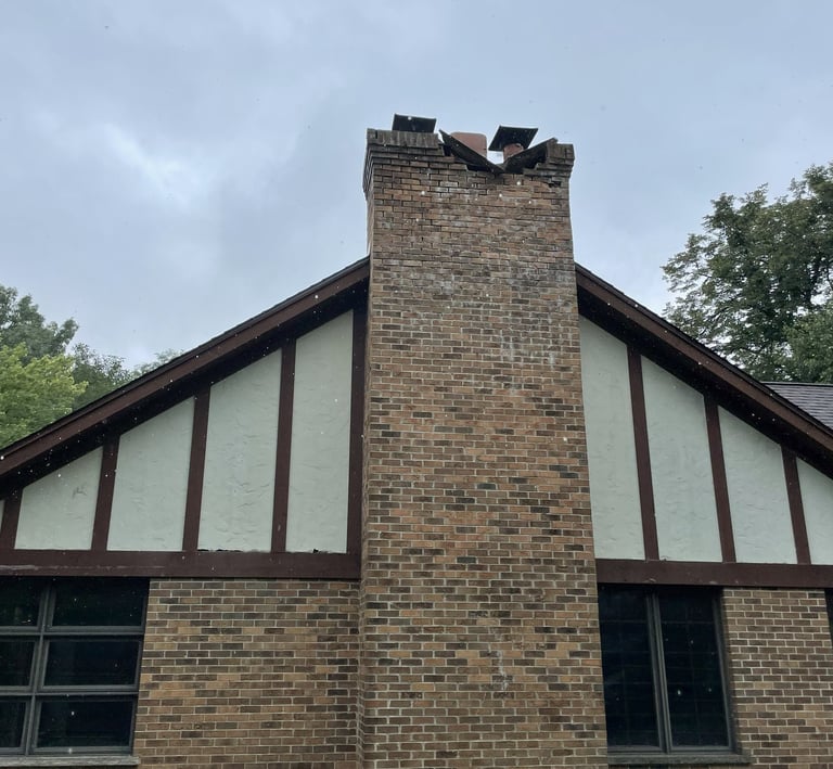 brick chimney before repair lake forest illinois
