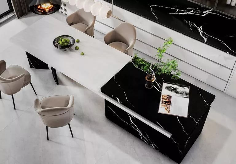 Black white sintered stone wall tiles large format