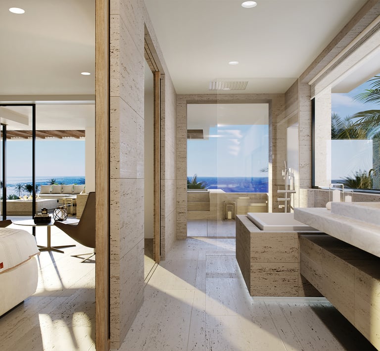 a bedroom with a large bed and a large window