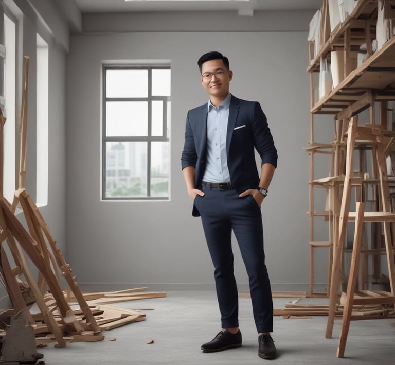 The fourth founder in a relaxed pose, sharing a moment of reflection.