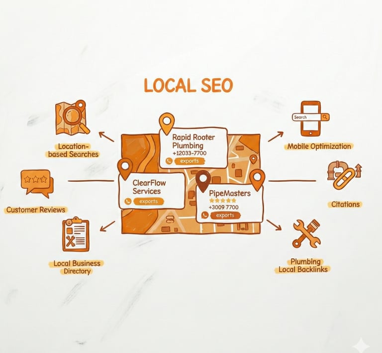 Infographic showing Local SEO pieces