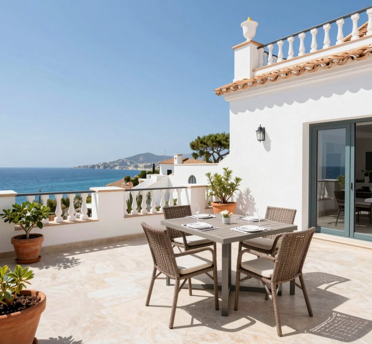 A smart home control panel seamlessly integrated into a stylish wall, showcasing modern technology in a Mediterranean villa.