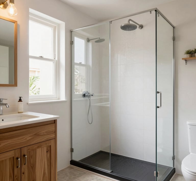 A sleek, modern kitchen with custom cabinetry and warm Mediterranean light streaming through large windows.