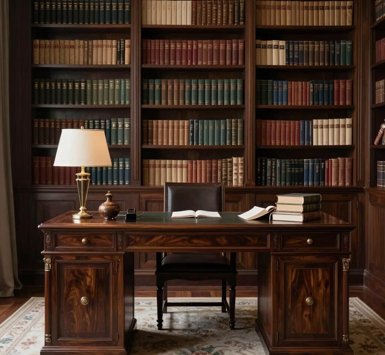 Close-up shot of legal books and a gavel on a clean wooden desk, highlighting a modern minimalist workspace.