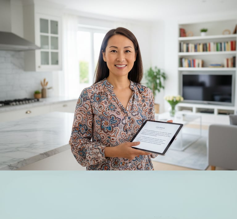 Happy and satisfied lady