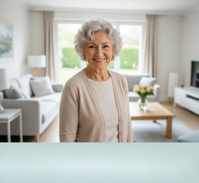 Happy satisfied old women