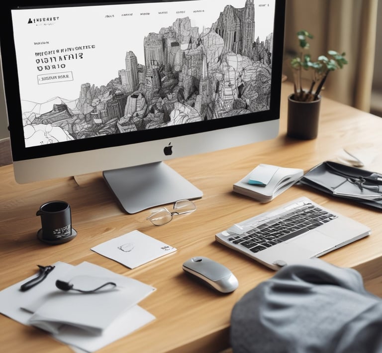 A colorful mood board featuring fonts, images, and color palettes for a client’s website project.