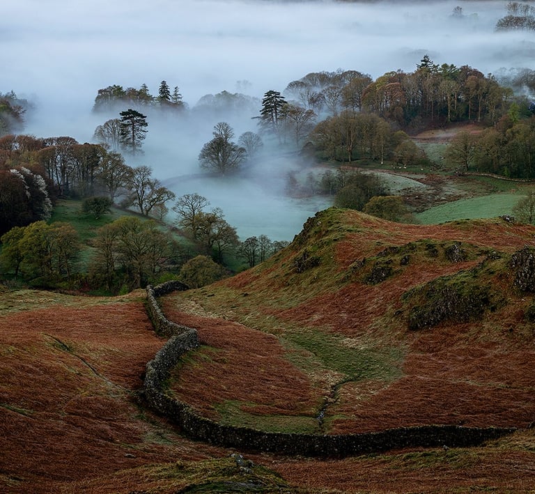 A misty valley from Gobarrow Fell in the Lake District, Cumbria, england ©Mick Howard