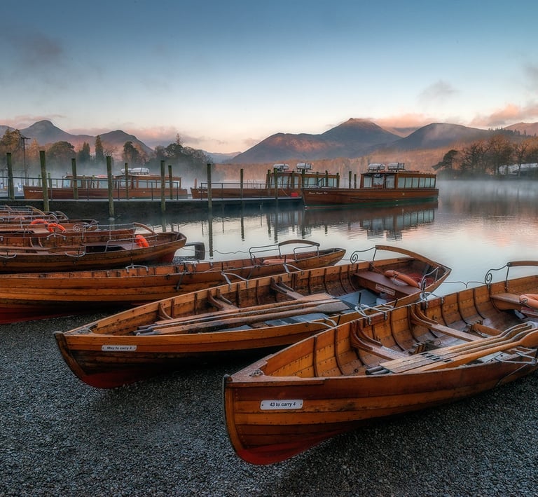 Rowing boats at the boat landing in Derwentwater ©Mick Howard