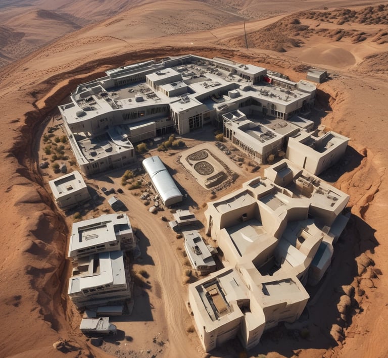 A sleek, matte black executive desk with a glowing laptop and a folded American flag in the background.