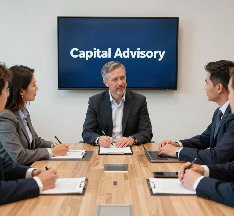 Our team consulting clients in a bright office with strategic charts.