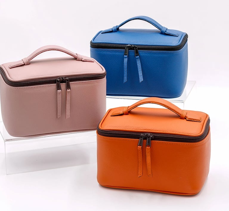 Cosmetiquera de cuero varios colores por Heros Leather
