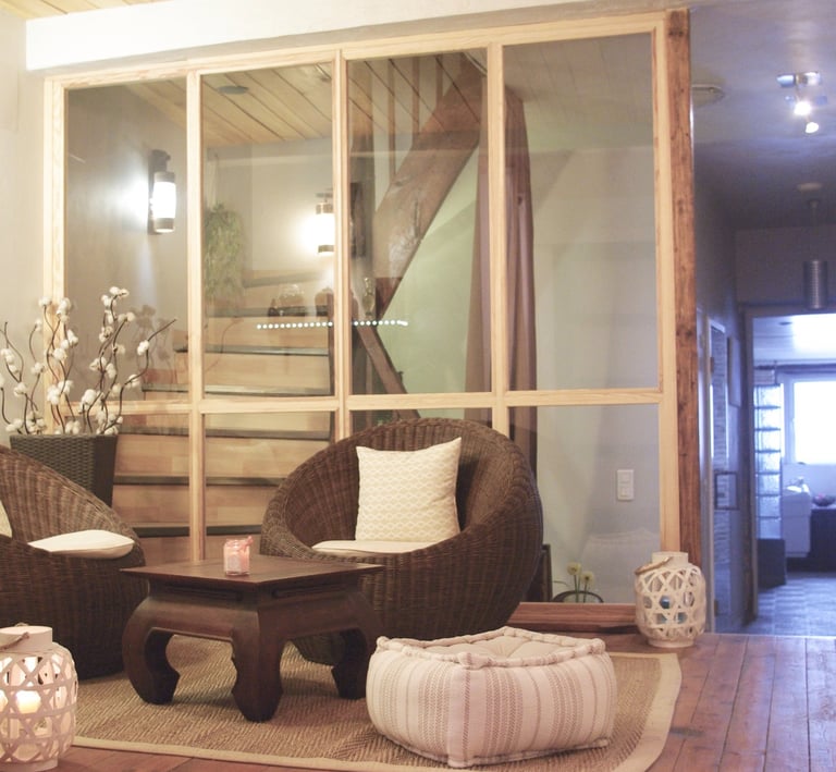 a warm relaxation area to take a cup of tea
