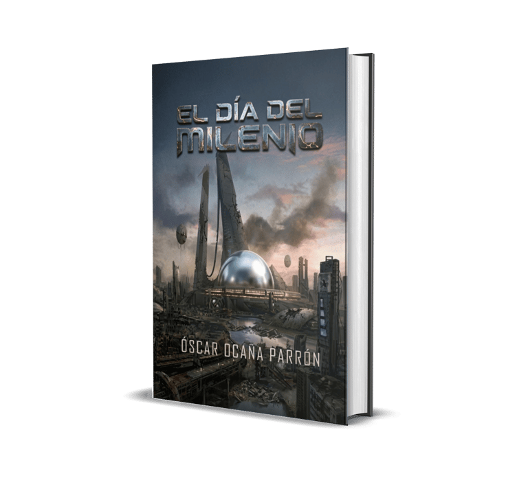 Portada en 3D del libro de Ciencia Ficción Distópica 'El día del Milenio' de Óscar Ocaña Parrón