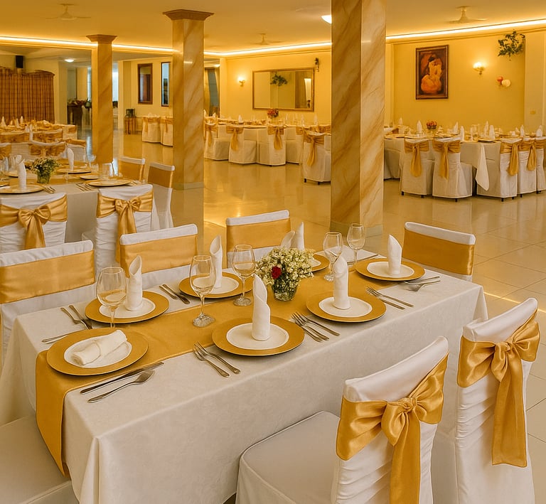 Centro de mesa con rosas blancas y velas decorativas