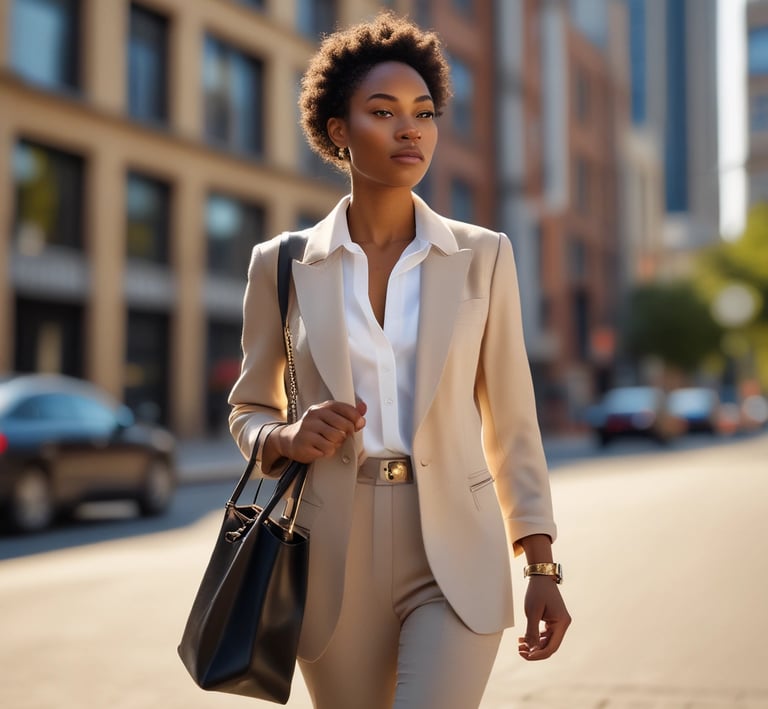 Elegant black quilted handbag and matching wallet on a white marble table with soft, warm lighting and golden accents in the blurred background.