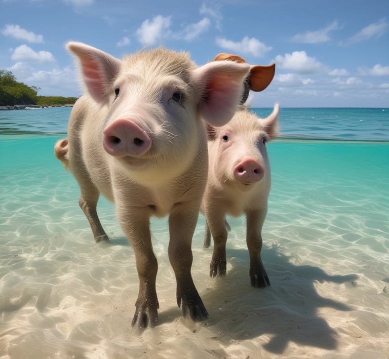 A large white cruise ship is sailing through a river or port, surrounded by industrial buildings and greenery. The ship is prominent in the center, with trees framing the view on both sides.