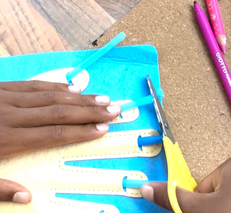 young person hand learning to cut nails