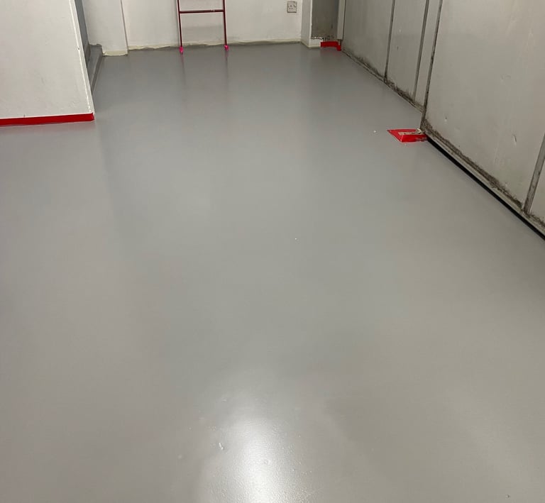 Tswanacrete Botswana applying industrial epoxy and polyurethane floor coatings for durable, chemical-resistant surfaces
