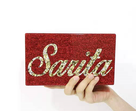 Bride name acrylic clutch bag