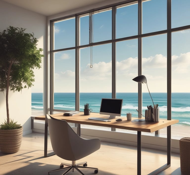 a desk with a laptop and a laptop computer