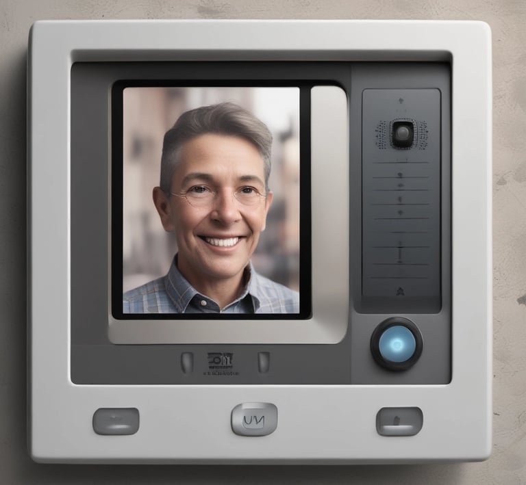 A modern alarm control panel with illuminated buttons.