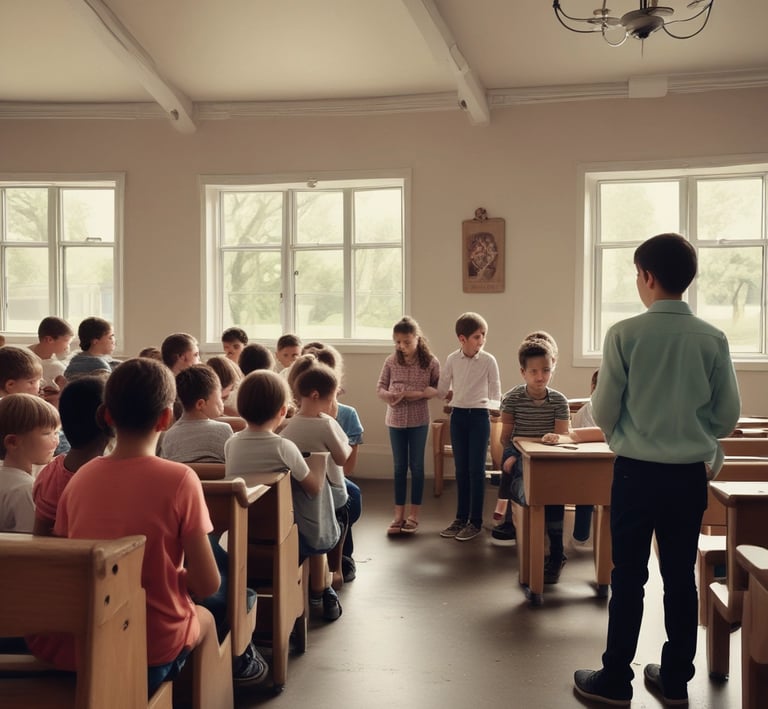 A group of people engaged in prayer together in a serene setting.