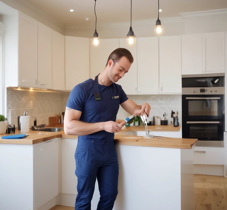 A lush green forest with sunlight filtering through the trees.