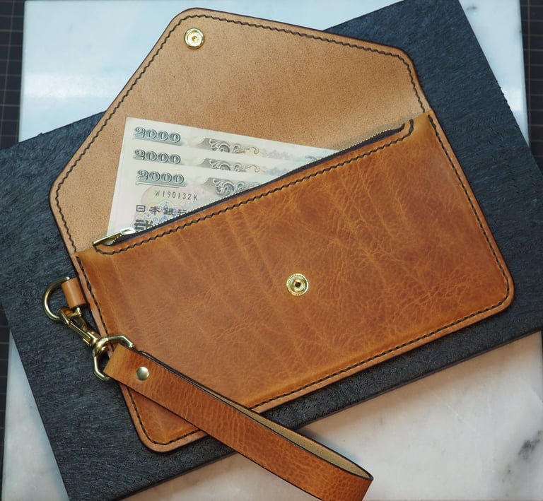 Clutch purse made of leather
