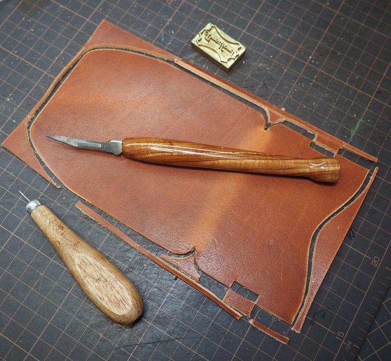 wallet cut out of Horween leather