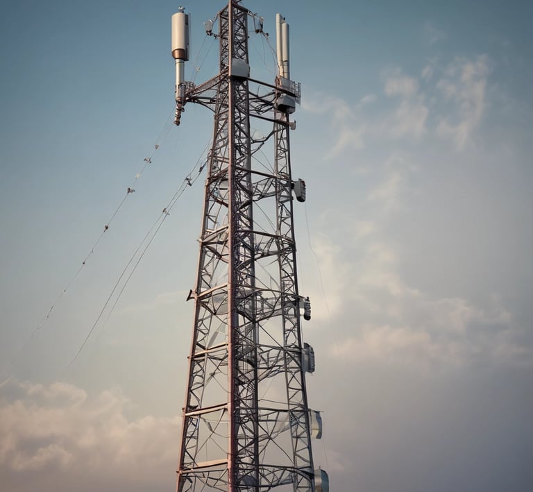 Aerial shot of multiple towers supporting a smart city project.