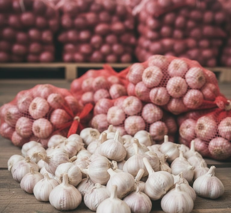 Fresh garlic from India ready for export