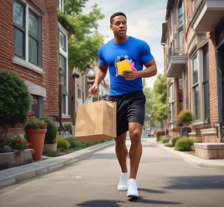 A large digital printing machine inside a room, producing a vivid banner with pink, black, and white colors. The machine has a blue exterior with multiple control buttons and switches, situated against a neutral-colored wall with a few posters and signs.