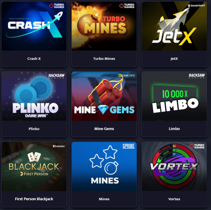 A dimly lit casino with several rows of slot machines, some displaying bright graphics and lights. T