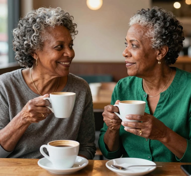 A caregiver helping an elderly couple at home
