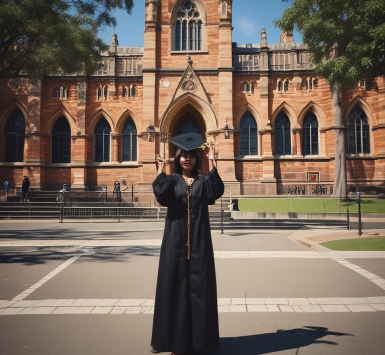 Picture of a smiling student holding an acceptance letter from a US university, with Migration BD branding visible.